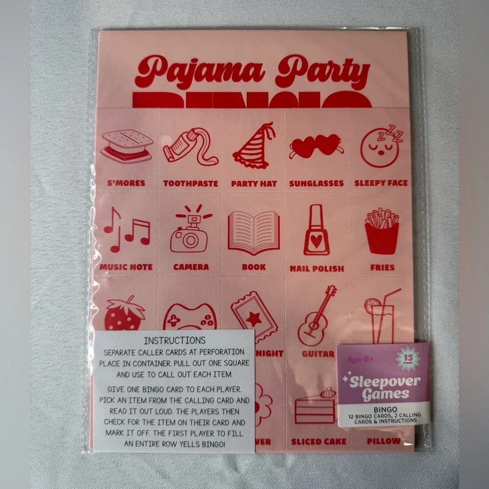 Slumber Party Kit- Banner, Games & More! Perfect For Fun Night! 7 Piece Set!NIP